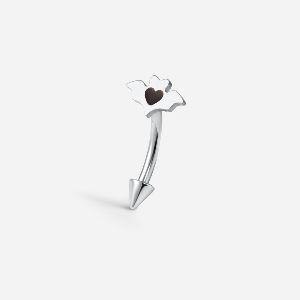 Silver titanium internally threaded bat curved barbell.
