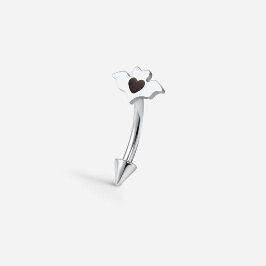 Silver titanium internally threaded bat curved barbell.
