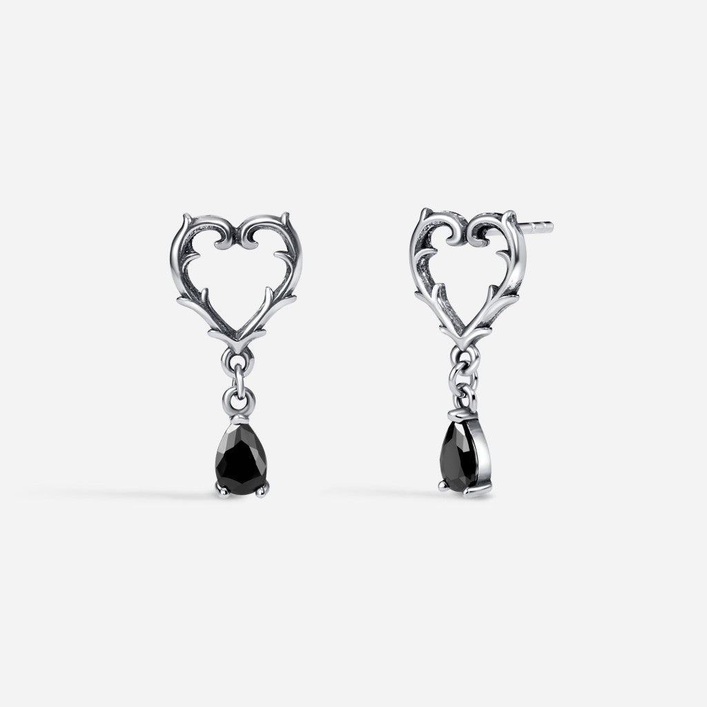 Stainless Steel Cubic Zirconia Heart Dangle Teardrop Stud Pair - SkinKandy | Body Jewellery & Piercing