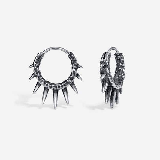 Stainless Steel Engraved Punk Hoop Earring Pair - SkinKandy | Body Jewellery & Piercing