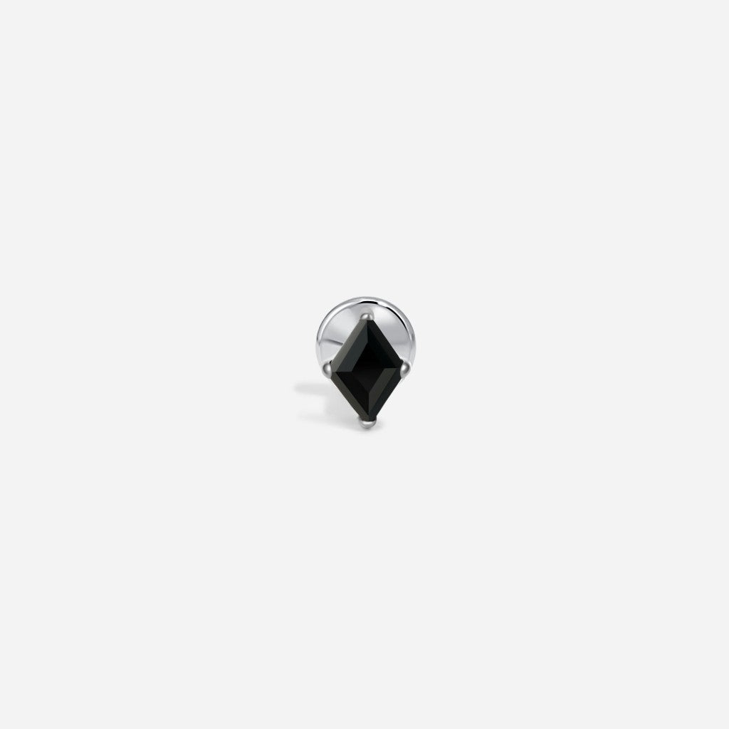Platinum titanium internally threaded cubic zirconia tragus flatback.
