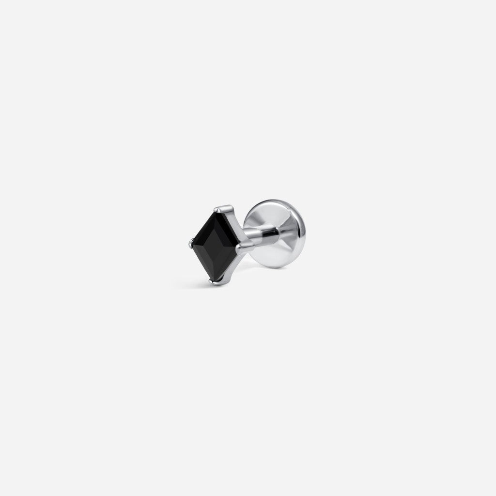 Platinum titanium internally threaded cubic zirconia tragus flatback.

