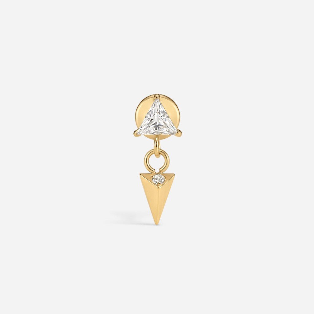 Implant Grade Titanium Internally Threaded Cubic Zirconia Triangle Spike Dangle Flatback - SkinKandy | Body Jewellery & Piercing