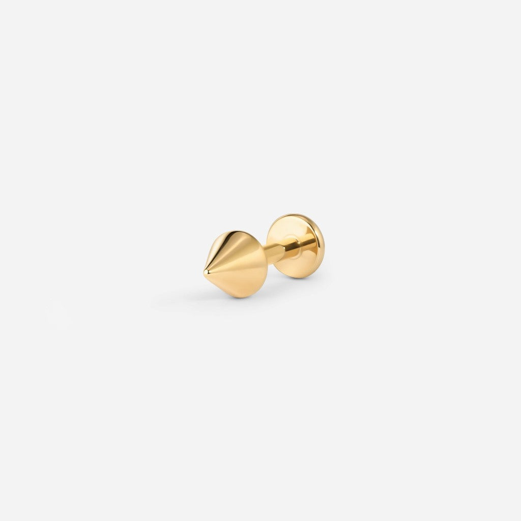 Gold titanium internally threaded spike flatback.
