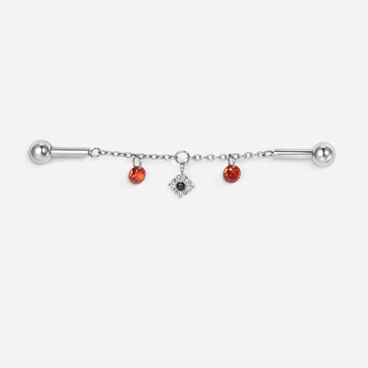 Implant Grade Titanium Internally Threaded Cubic Zirconia Gothic Chain Industrial Barbell - SkinKandy | Body Jewellery & Piercing