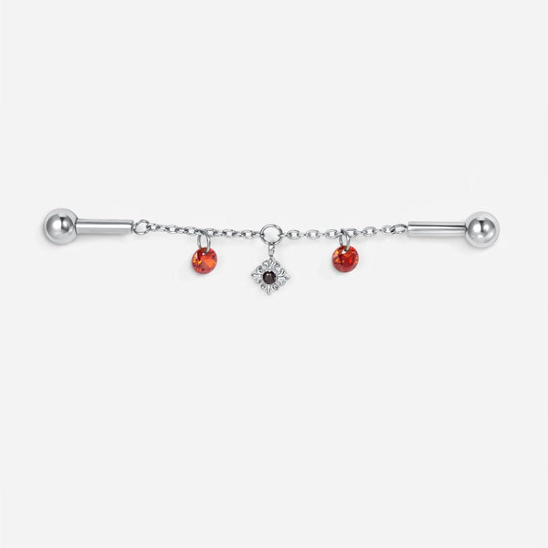 Implant Grade Titanium Internally Threaded Cubic Zirconia Gothic Chain Industrial Barbell