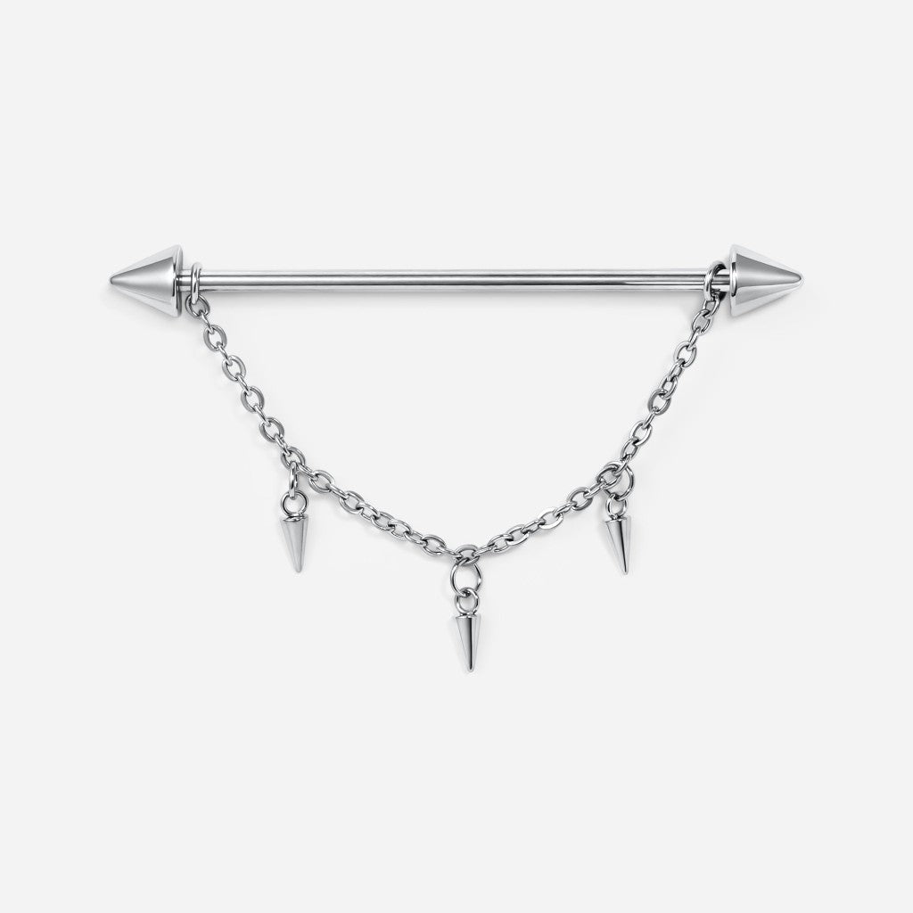 Implant Grade Titanium Externally Threaded Spike Chain Industrial Barbell - SkinKandy | Body Jewellery & Piercing