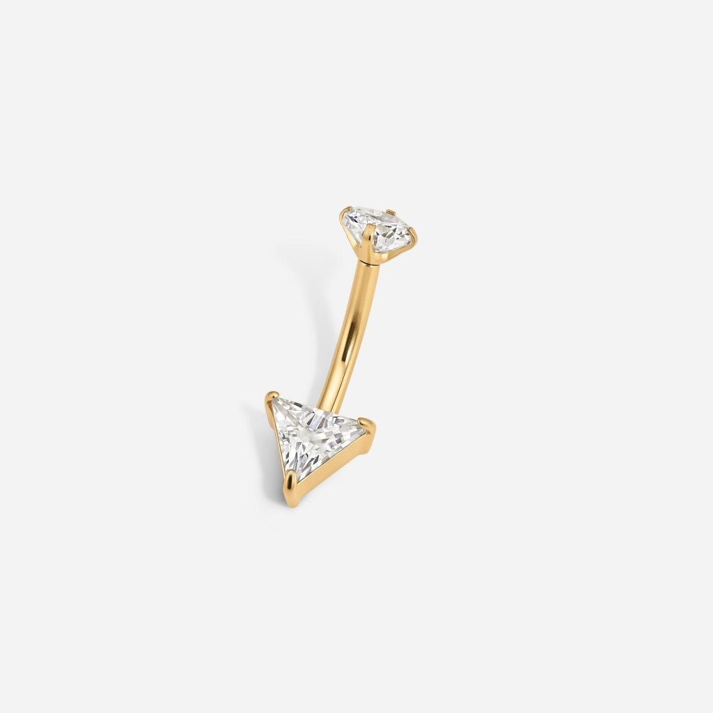 316L Stainless Steel Internally Threaded Cubic Zirconia Triangle Navel Bar - SkinKandy | Body Jewellery & Piercing