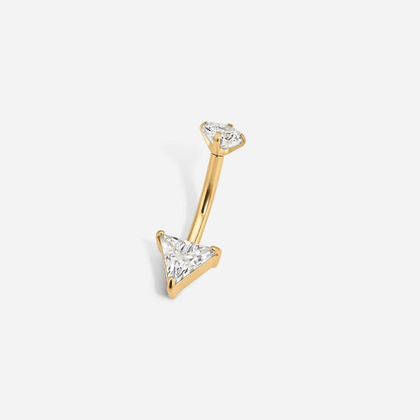 316L Stainless Steel Internally Threaded Cubic Zirconia Triangle Navel Bar