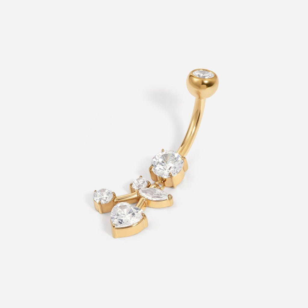 Implant Grade Titanium Internally Threaded Cubic Zirconia Cherry Navel Bar - SkinKandy | Body Jewellery & Piercing