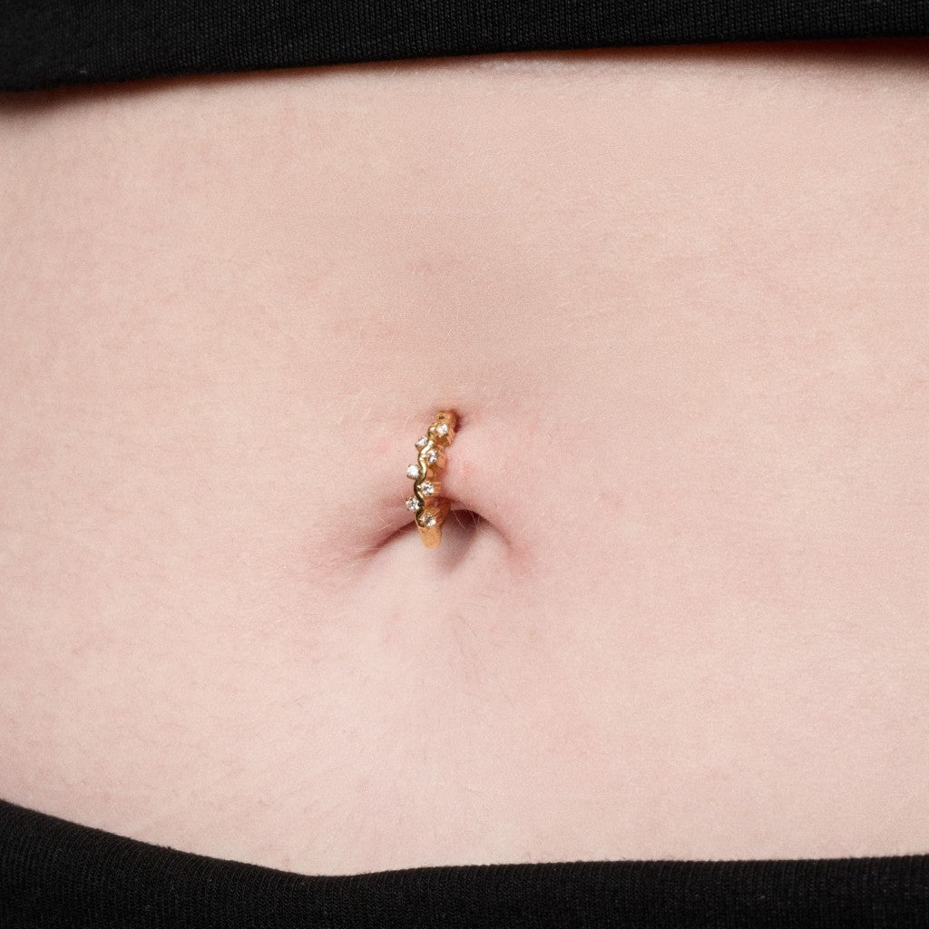 Implant Grade Titanium Cubic Zirconia Seven Round Navel Clicker - SkinKandy | Body Jewellery & Piercing