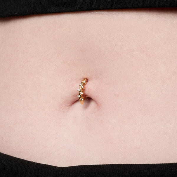 Implant Grade Titanium Cubic Zirconia Seven Round Navel Clicker