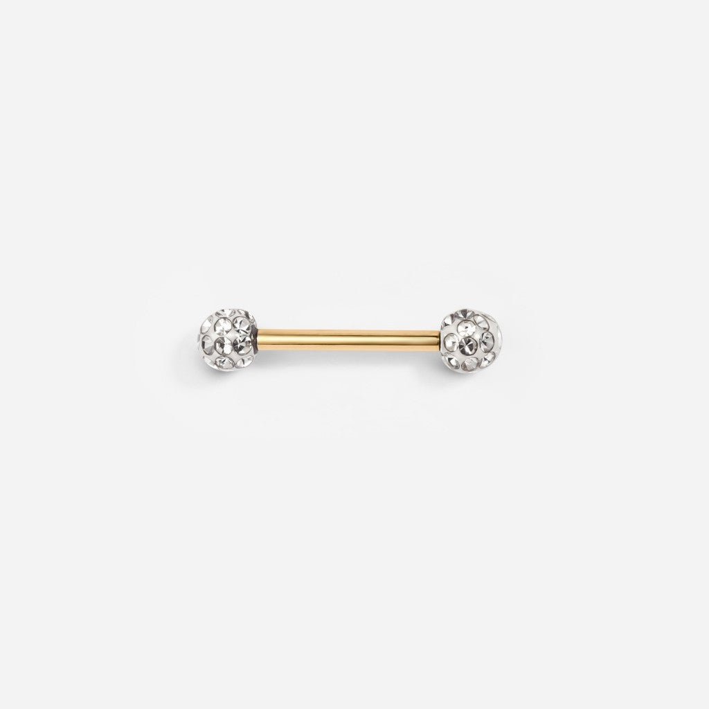 Implant Grade Titanium Threadless Porcelain Ball Cubic Zirconia Nipple Bar - SkinKandy | Body Jewellery & Piercing