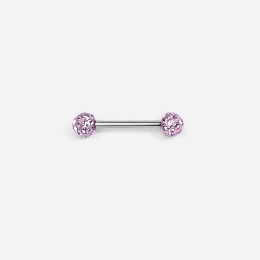 Implant Grade Titanium Threadless Porcelain Ball Purple Cubic Zirconia Nipple Bar - SkinKandy | Body Jewellery & Piercing