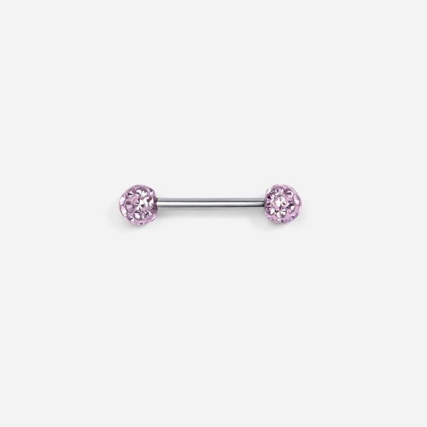 Implant Grade Titanium Threadless Porcelain Ball Purple Cubic Zirconia Nipple Bar