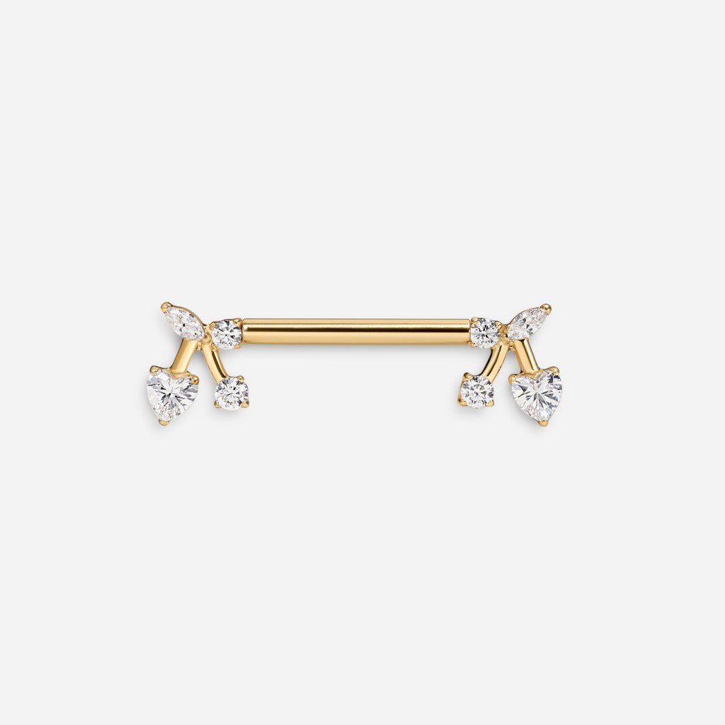 Implant Grade Titanium Threadless Cubic Zirconia Cherry Nipple Bar - SkinKandy | Body Jewellery & Piercing