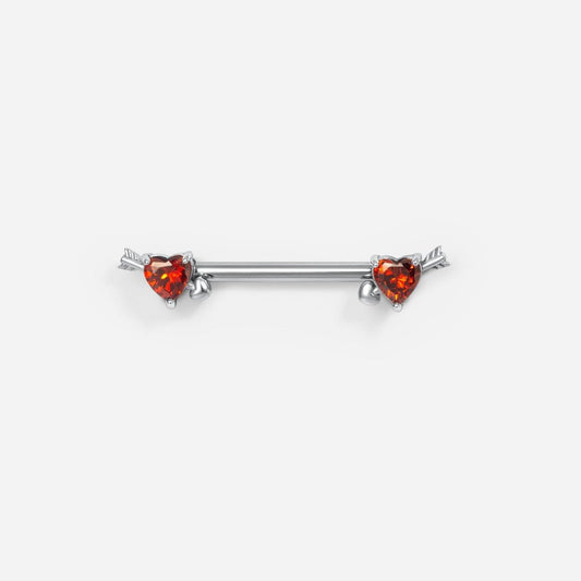 Implant Grade Titanium Threadless Heart Arrow Nipple Bar - SkinKandy | Body Jewellery & Piercing
