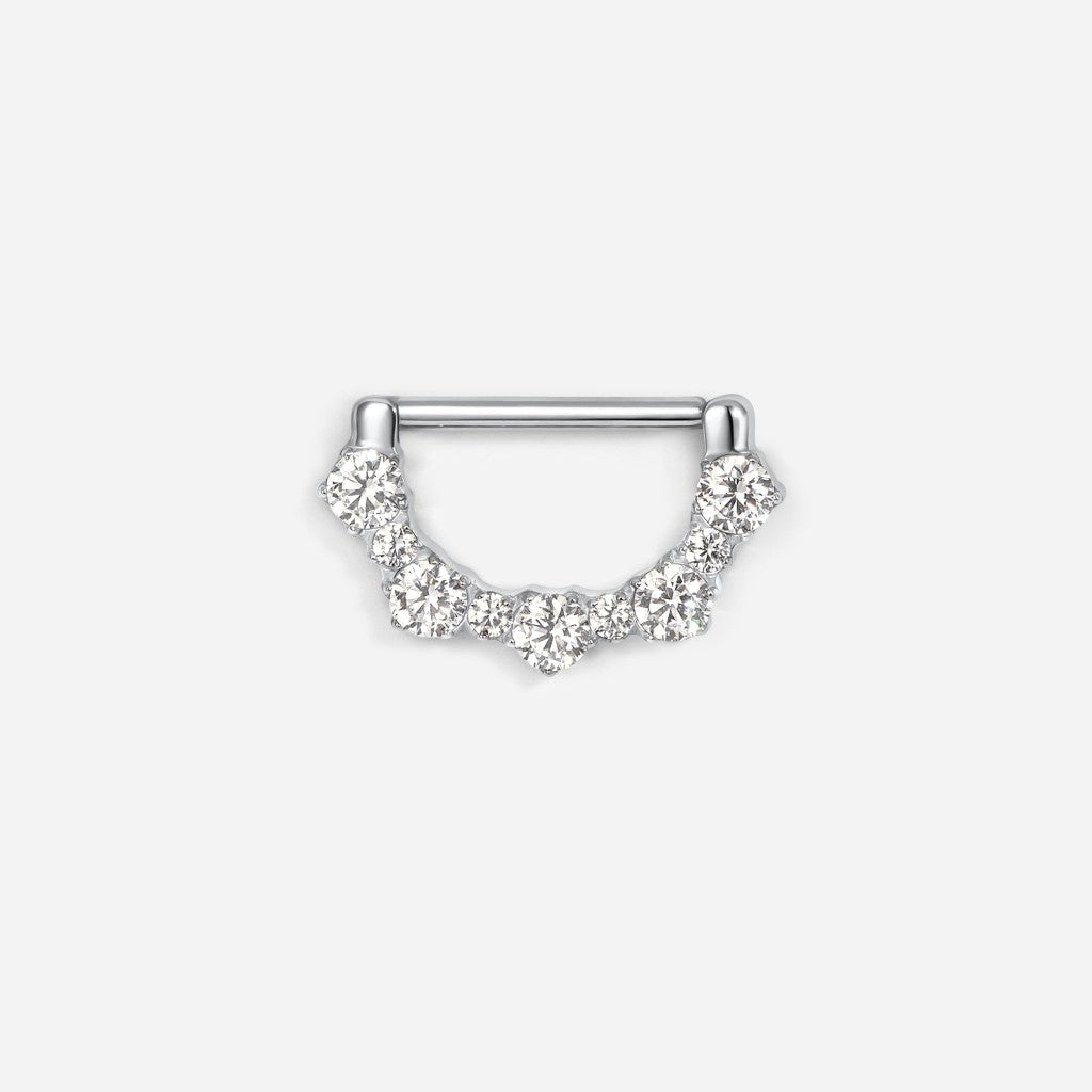 Implant Grade Titanium Threadless Cubic Zirconia D-Shape Nipple Bar - SkinKandy | Body Jewellery & Piercing