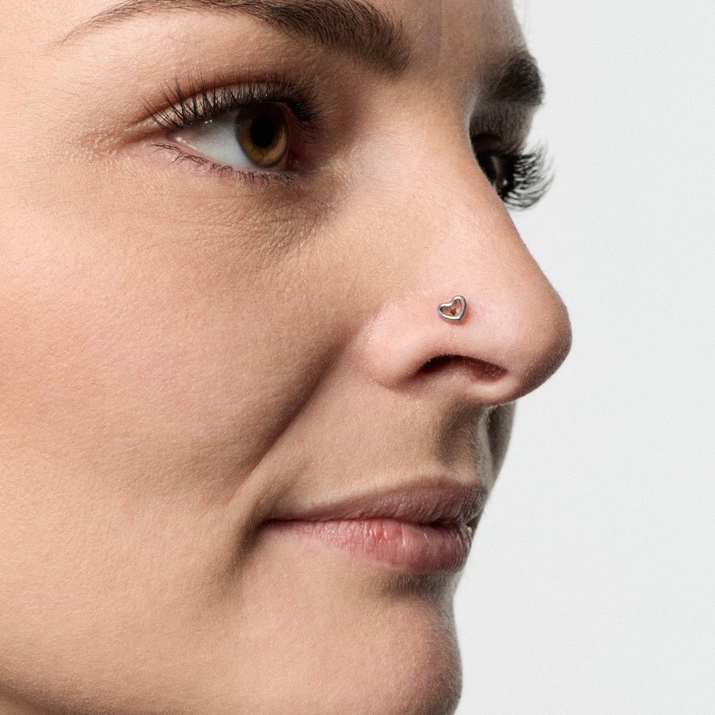Implant Grade Titanium Internally Threaded Heart Nose Stud - SkinKandy | Body Jewellery & Piercing