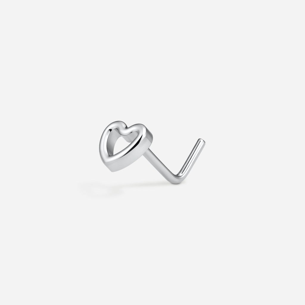 Implant Grade Titanium Internally Threaded Heart Nose Stud - SkinKandy | Body Jewellery & Piercing
