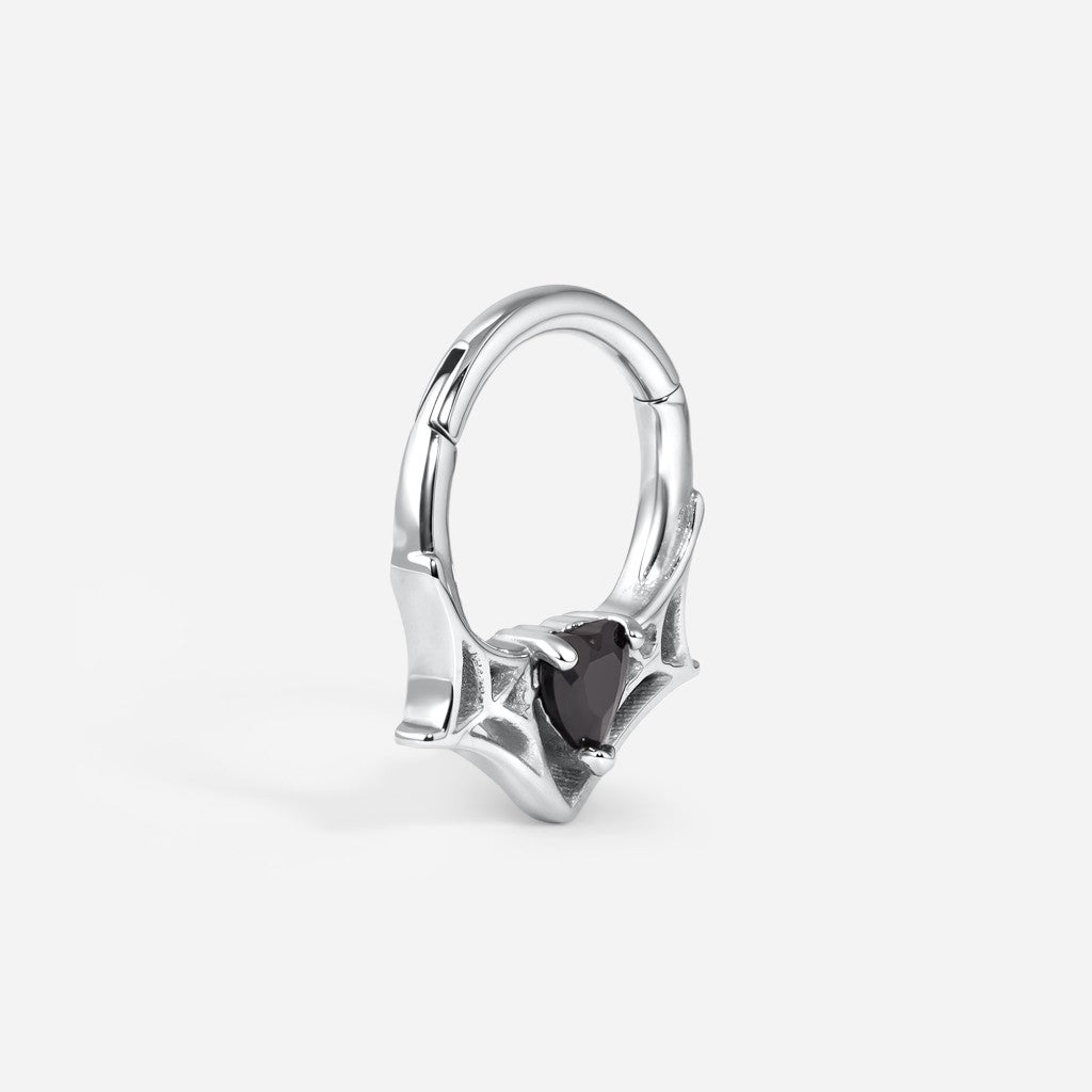 316L Stainless Steel Web Black Heart Segment Ring - SkinKandy | Body Jewellery & Piercing