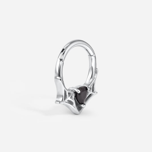316L Stainless Steel Web Black Heart Segment Ring - SkinKandy | Body Jewellery & Piercing