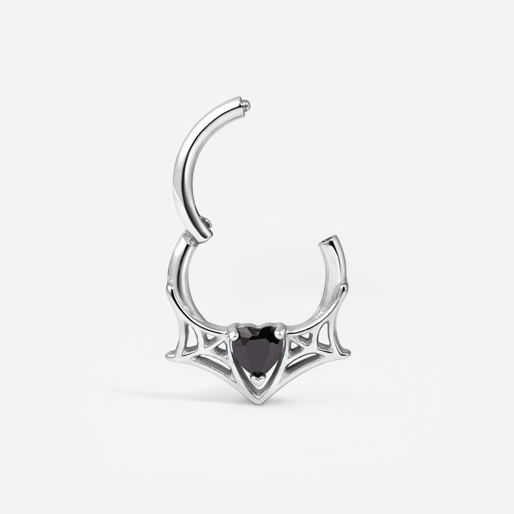 316L Stainless Steel Web Black Heart Segment Ring - SkinKandy | Body Jewellery & Piercing