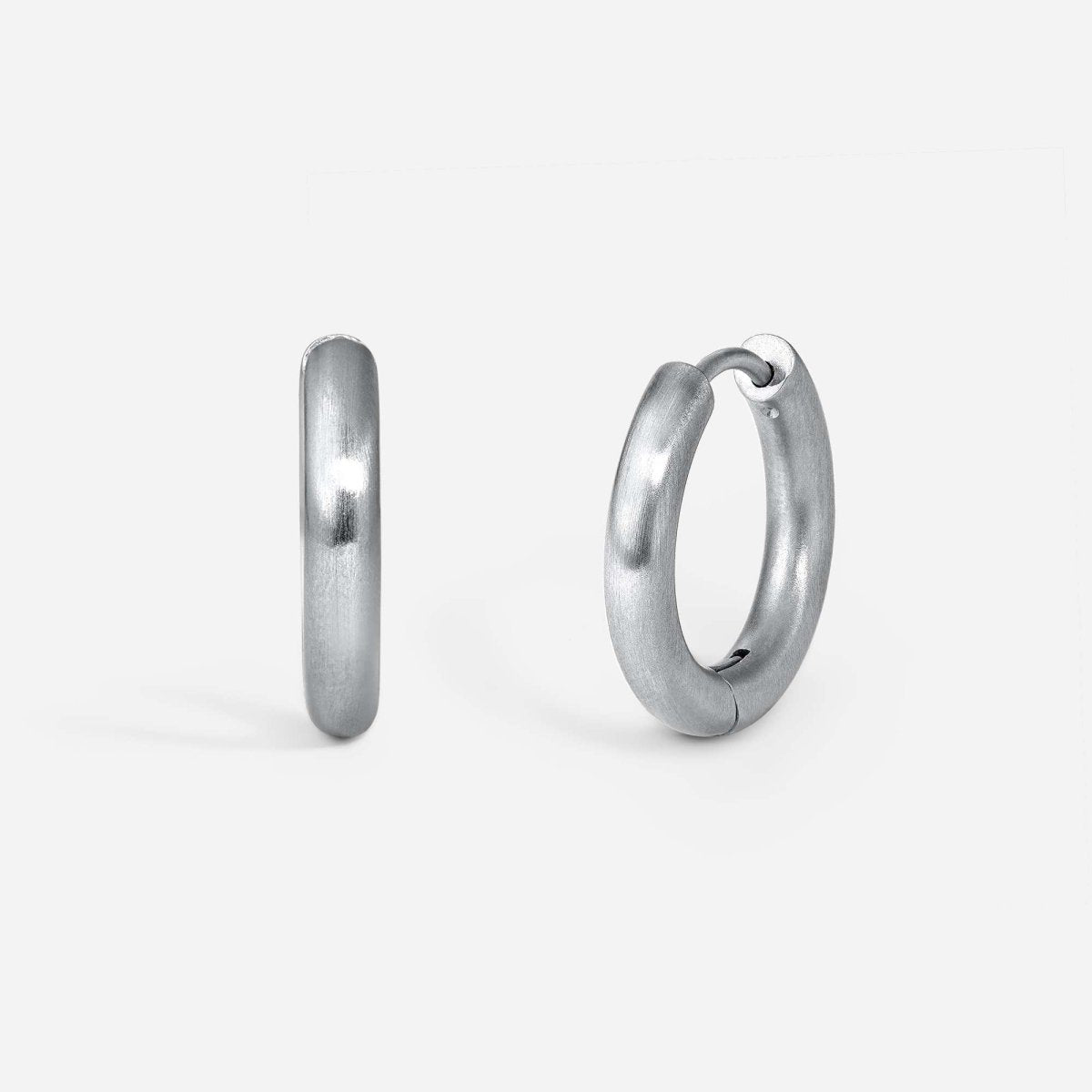316L Stainless Steel Hinged Brushed Matt Shiny Hoop Earring Pair - SkinKandy | Body Jewellery & Piercing