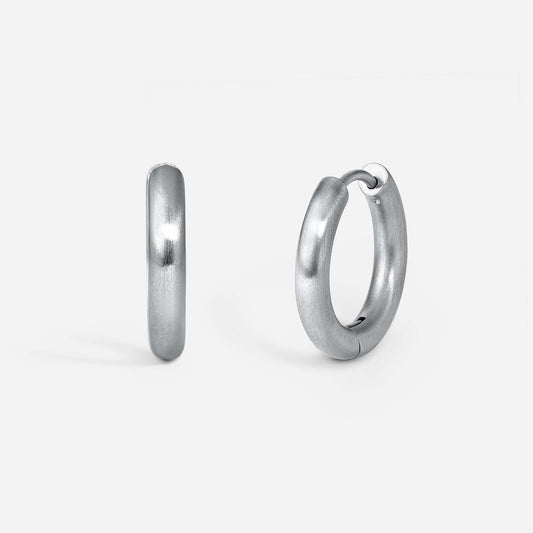 316L Stainless Steel Hinged Brushed Matt Shiny Hoop Earring Pair | SkinKandy Body Jewellery Australia