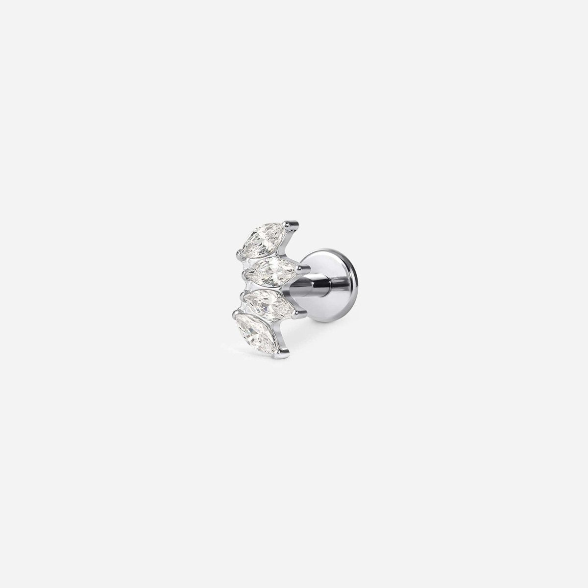 Implant Grade Titanium Internally Threaded 4 Fan Marquis Cubic Zirconia Flatback - SkinKandy | Body Jewellery & Piercing