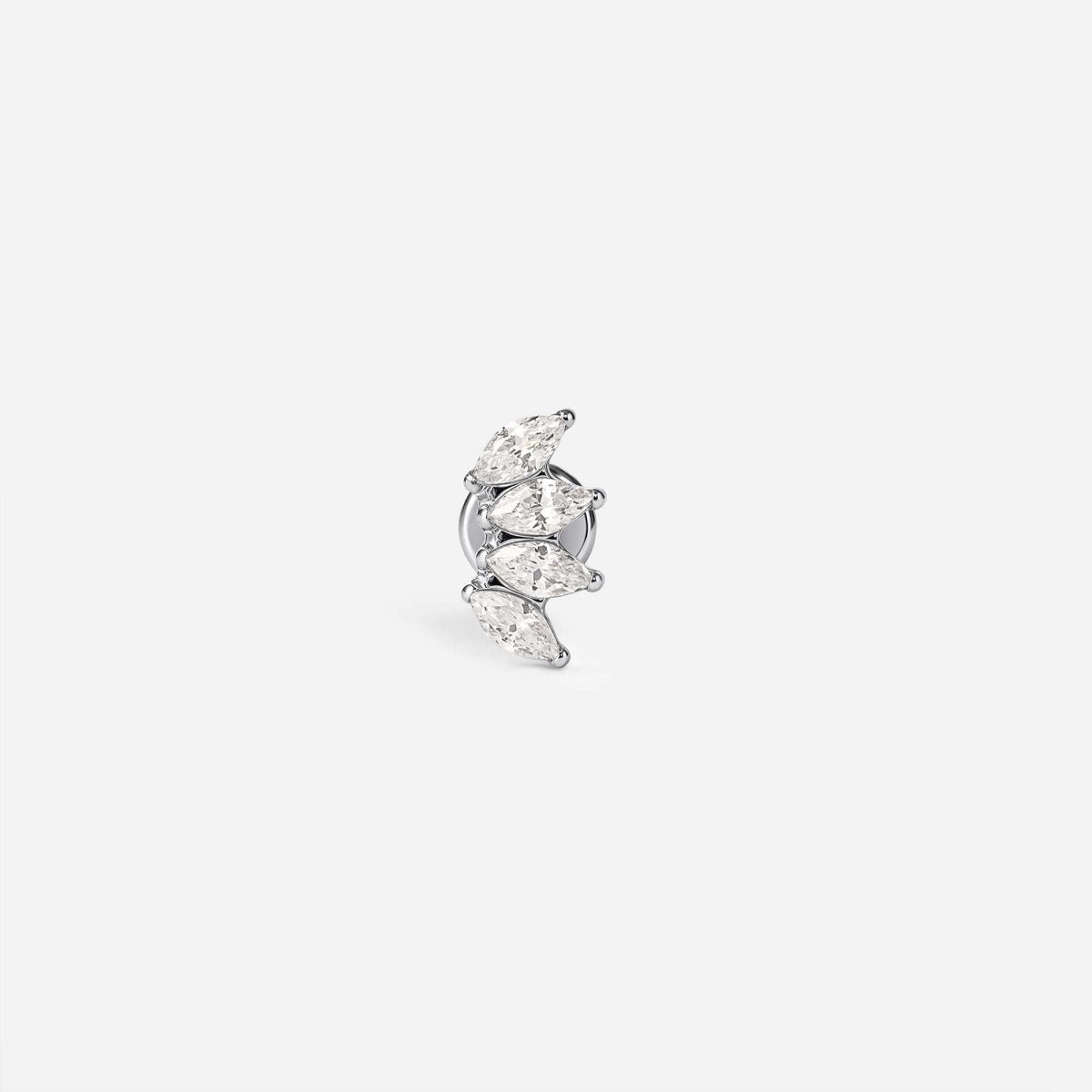 Implant Grade Titanium Internally Threaded 4 Fan Marquis Cubic Zirconia Flatback - SkinKandy | Body Jewellery & Piercing