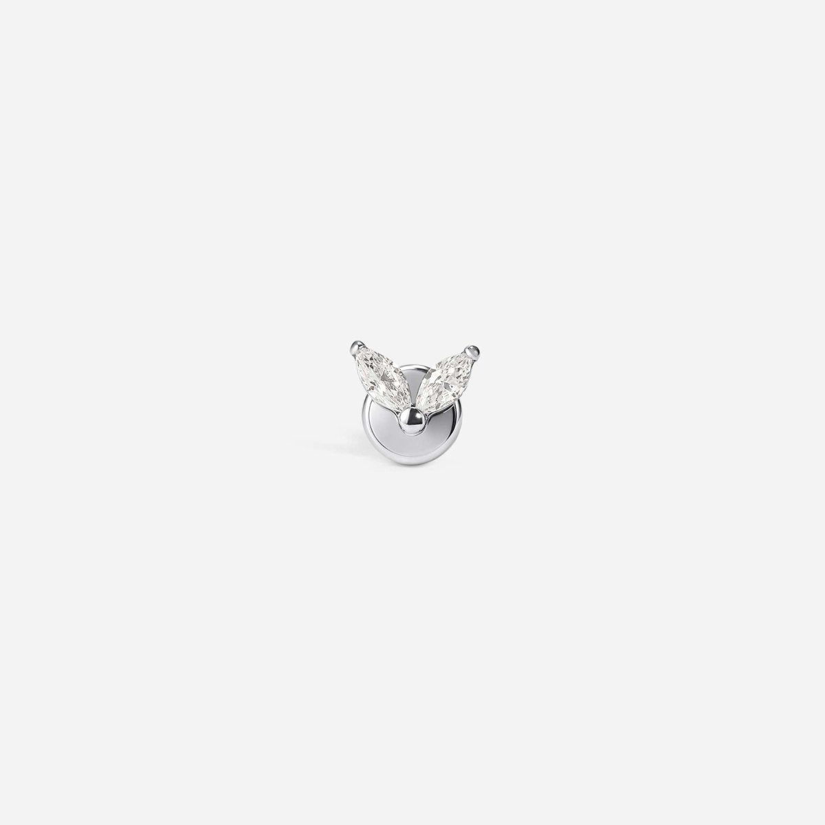 Implant Grade Titanium Internally Threaded Dual Marquis V Shape Cubic Zirconia Flatback - SkinKandy | Body Jewellery & Piercing