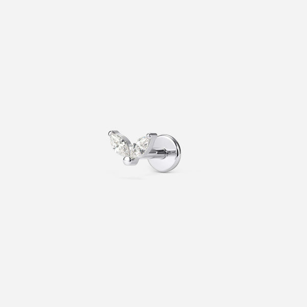Implant Grade Titanium Internally Threaded Dual Marquis V Shape Cubic Zirconia Flatback
