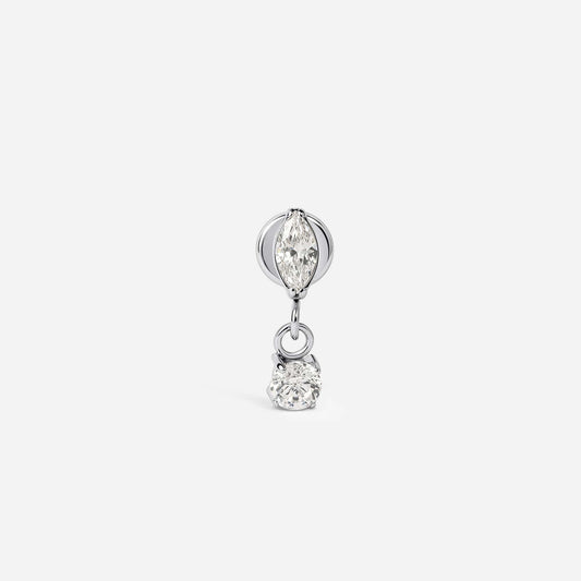 Implant Grade Titanium Internally Threaded Marquis with Round Cubic Zirconia Dangle Flatback | SkinKandy Body Jewellery Australia