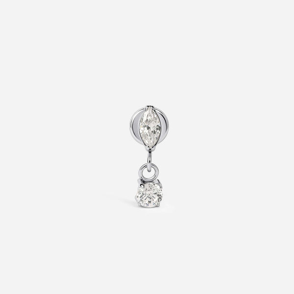 Implant Grade Titanium Internally Threaded Marquis with Round Cubic Zirconia Dangle Flatback