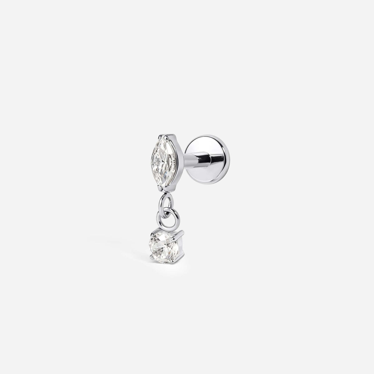 Implant Grade Titanium Internally Threaded Marquis with Round Cubic Zirconia Dangle Flatback – alternate view | SkinKandy Body Jewellery Australia