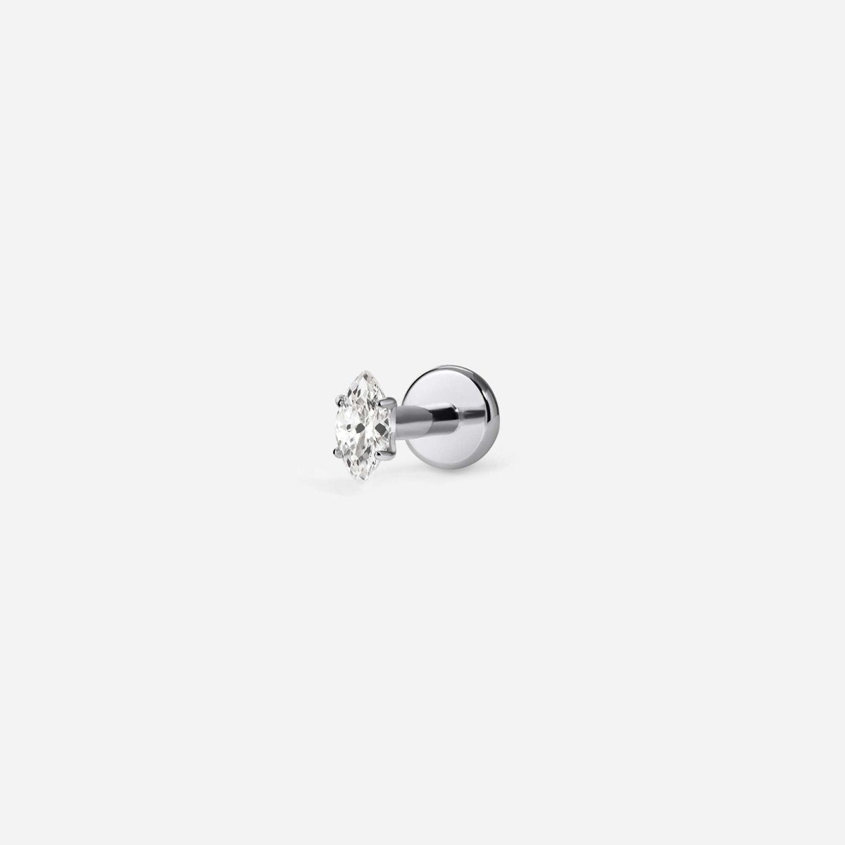 Implant Grade Titanium Internally Threaded Oval Cubic Zirconia Marquis Flatback - SkinKandy | Body Jewellery & Piercing