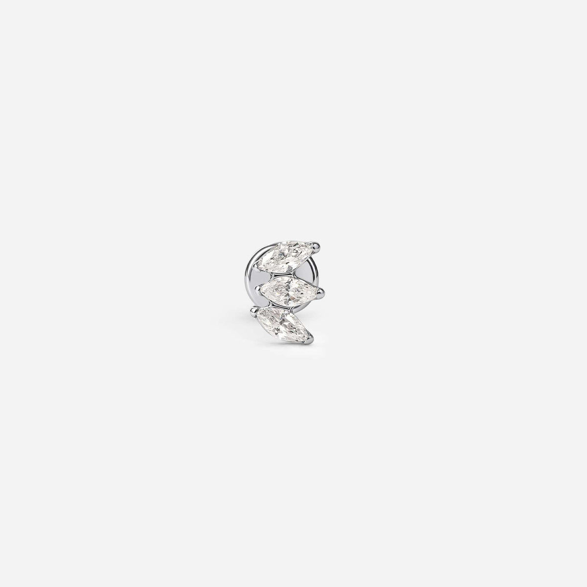 Implant Grade Titanium Internally Threaded Petite Triple Fan Marquis Cubic Zirconia Flatback | SkinKandy Body Jewellery Australia
