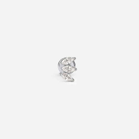 Implant Grade Titanium Internally Threaded Petite Triple Fan Marquis Cubic Zirconia Flatback | SkinKandy Body Jewellery Australia