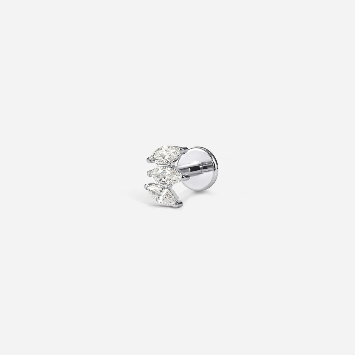 Implant Grade Titanium Internally Threaded Petite Triple Fan Marquis Cubic Zirconia Flatback – alternate view | SkinKandy Body Jewellery Australia