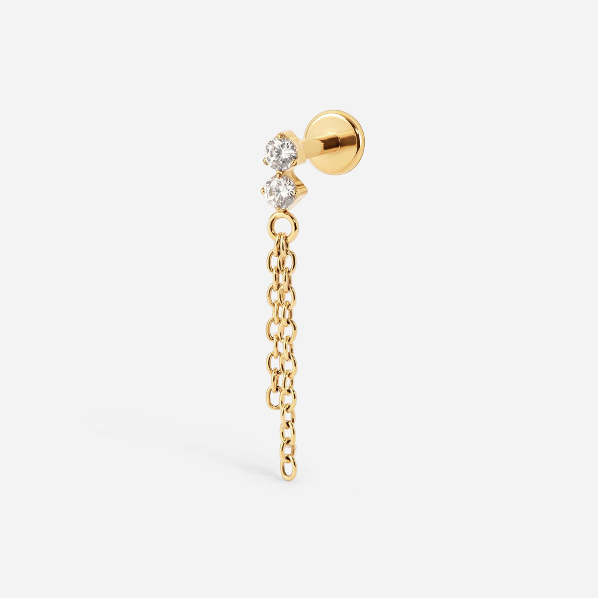 Implant Grade Titanium Internally Threaded Chain Cubic Zirconia Flatback – alternate view | SkinKandy Body Jewellery Australia