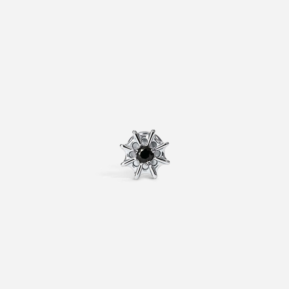 Implant Grade Titanium Internally Threaded Spider Web Black Cubic Zirconia Flatback - SkinKandy | Body Jewellery & Piercing