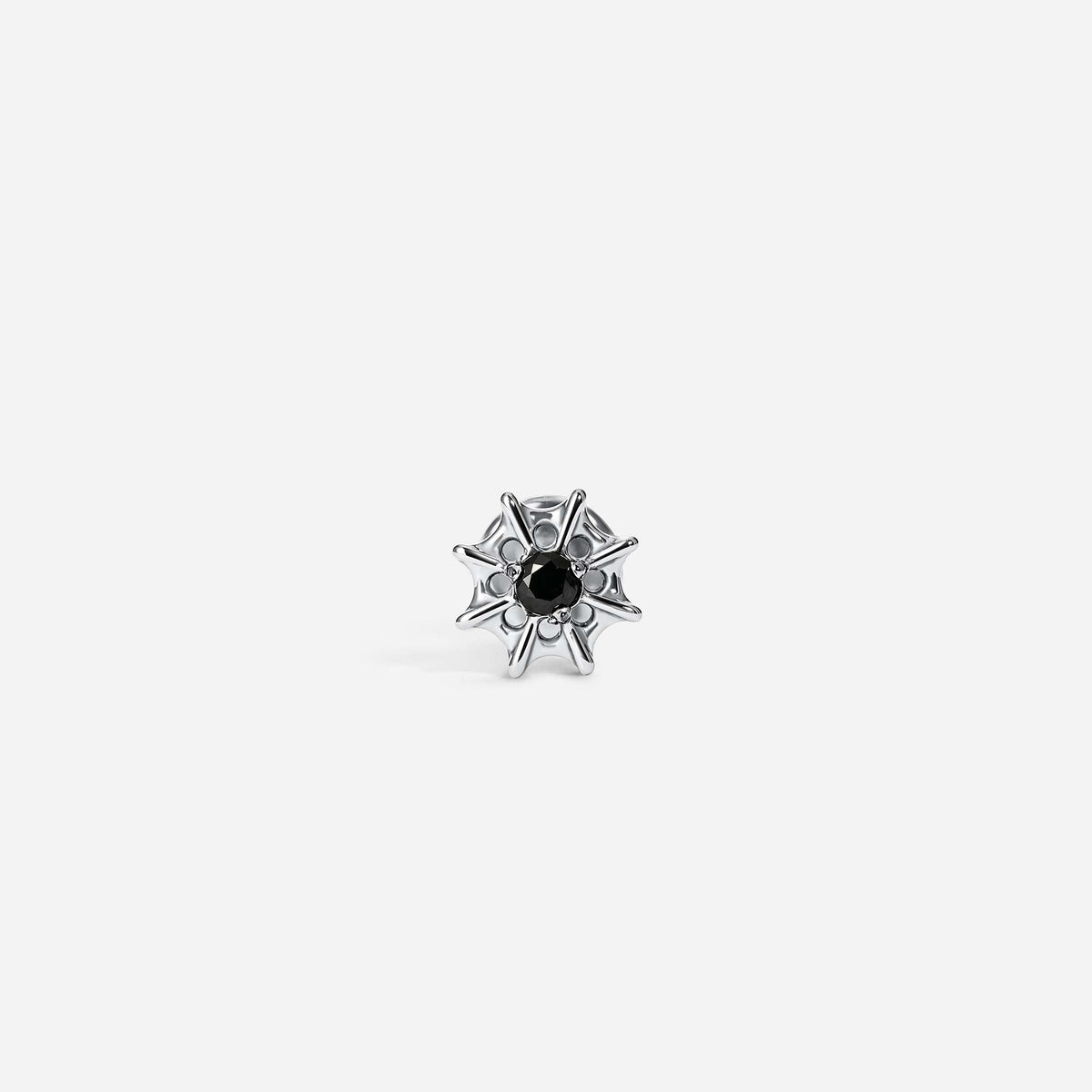 Implant Grade Titanium Internally Threaded Spider Web Black Cubic Zirconia Flatback | SkinKandy Body Jewellery Australia