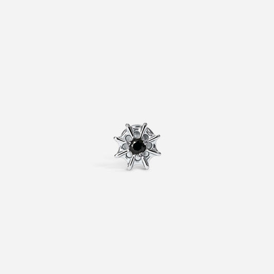 Implant Grade Titanium Internally Threaded Spider Web Black Cubic Zirconia Flatback | SkinKandy Body Jewellery Australia