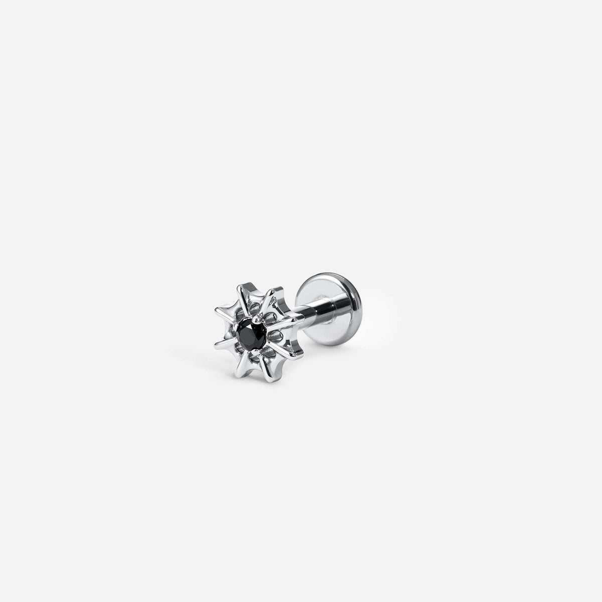 Implant Grade Titanium Internally Threaded Spider Web Black Cubic Zirconia Flatback – alternate view | SkinKandy Body Jewellery Australia