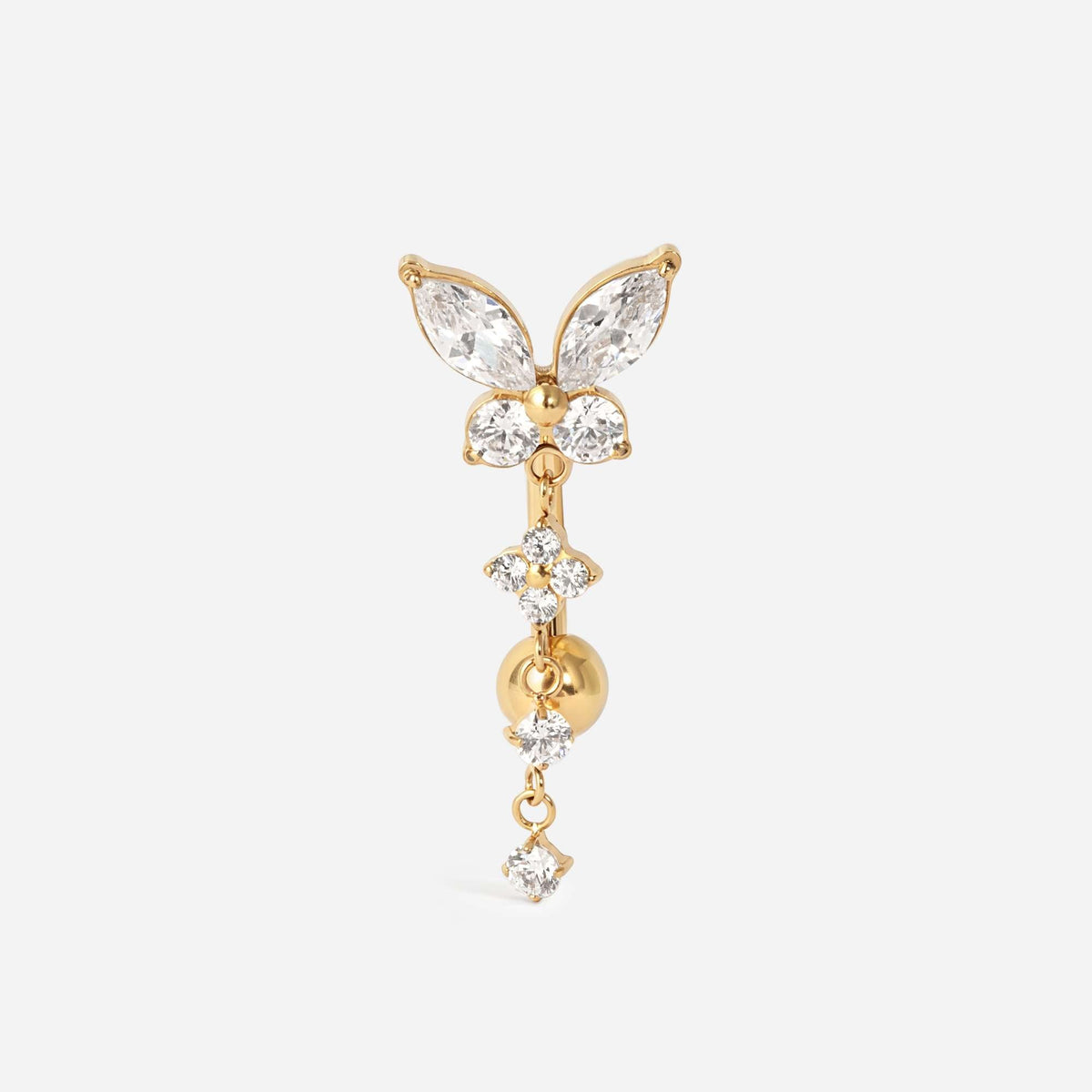 Implant Grade Titanium Externally Threaded Butterfly Cubic Zirconia Reverse Navel | SkinKandy Body Jewellery Australia