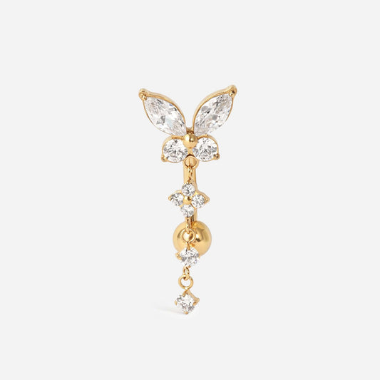 Implant Grade Titanium Externally Threaded Butterfly Cubic Zirconia Reverse Navel | SkinKandy Body Jewellery Australia