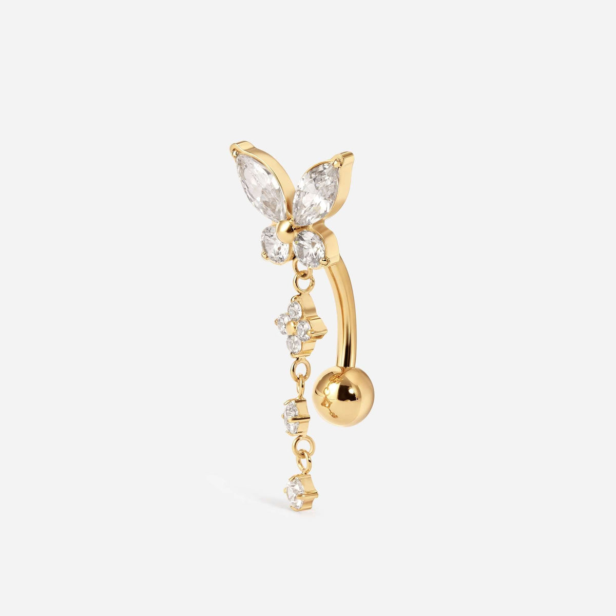 Implant Grade Titanium Externally Threaded Butterfly Cubic Zirconia Reverse Navel – alternate view | SkinKandy Body Jewellery Australia