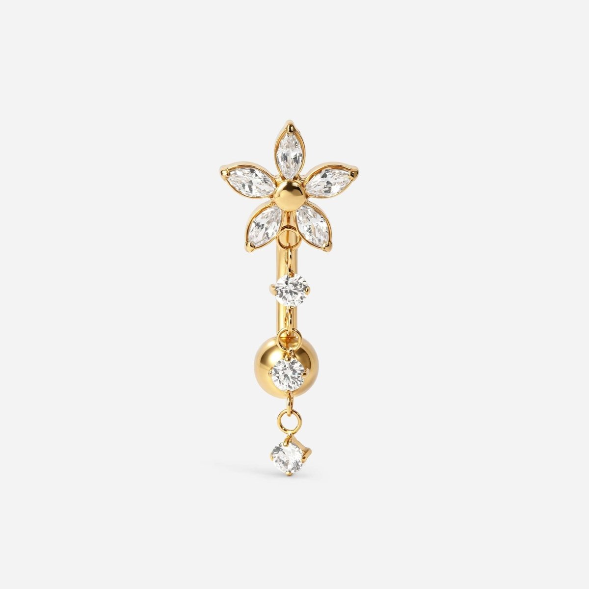 Implant Grade Titanium Externally Threaded Flower Cubic Zirconia Reverse Navel - SkinKandy | Body Jewellery & Piercing