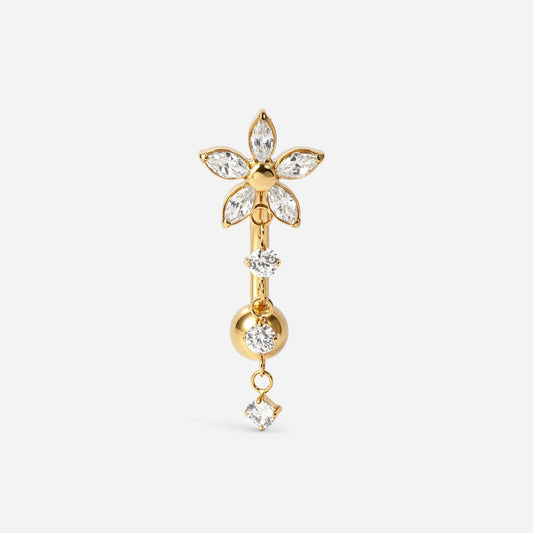 Implant Grade Titanium Externally Threaded Flower Cubic Zirconia Reverse Navel | SkinKandy Body Jewellery Australia